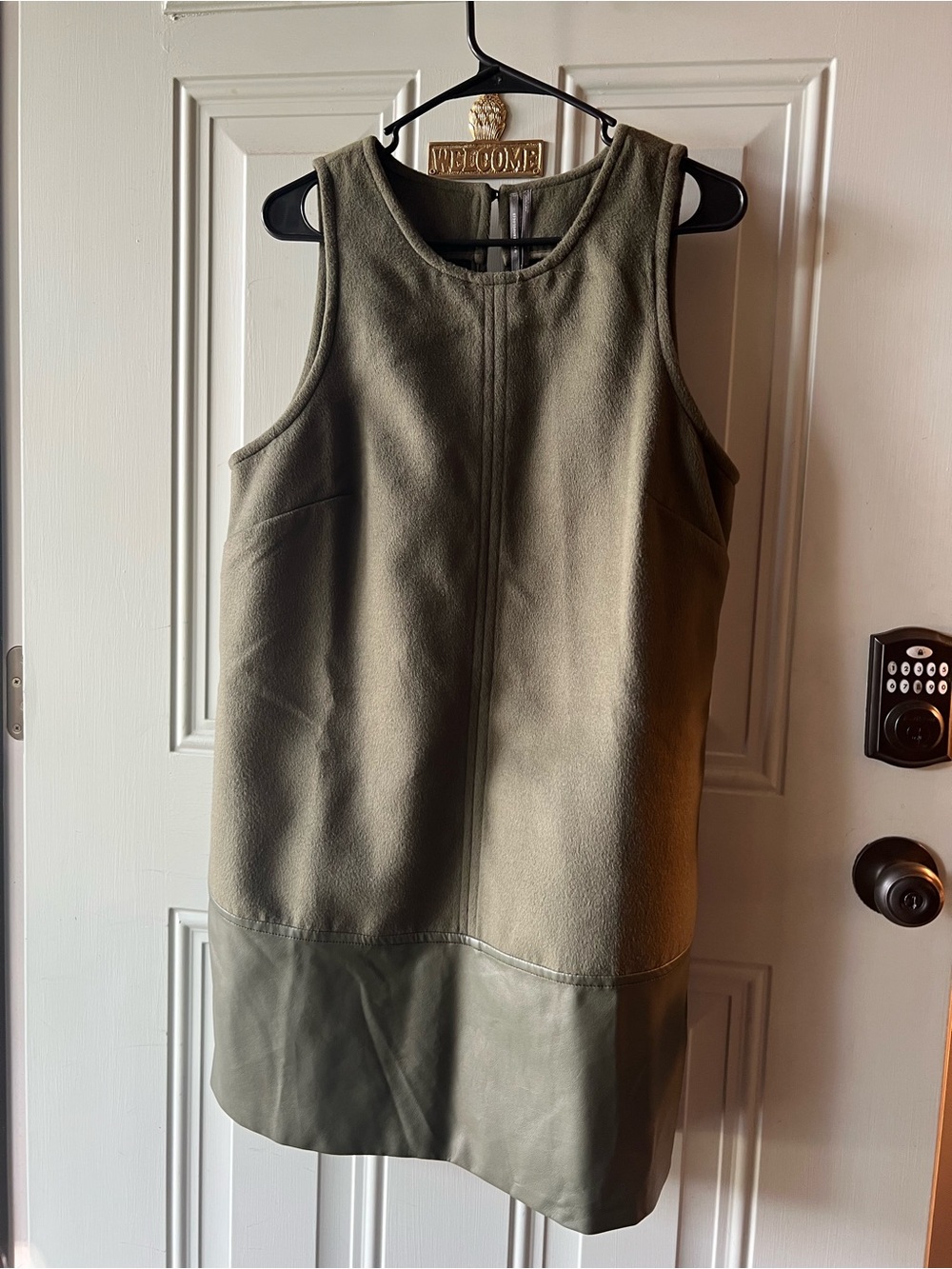 Anthropologie Olive Green Wool Blend Shift Dress